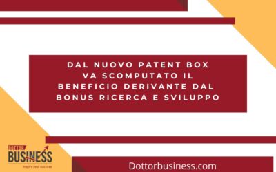 Dal nuovo Patent Box va scomputato il beneficio derivante dal bonus Ricerca e Sviluppo.